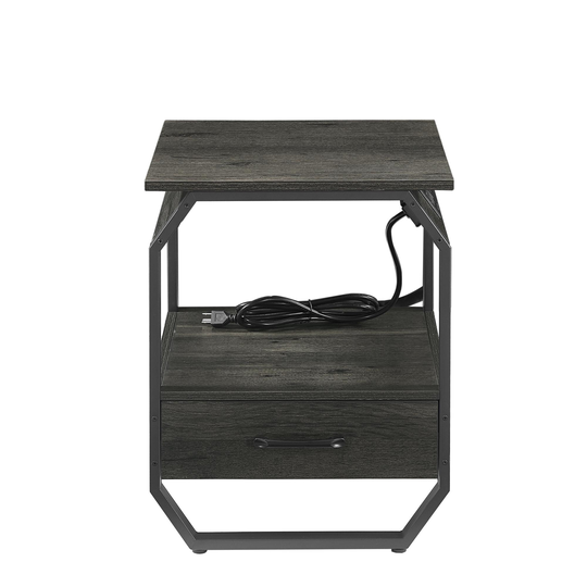 End Table/Side Table with Charging Station,Nightstand with 1 drawer