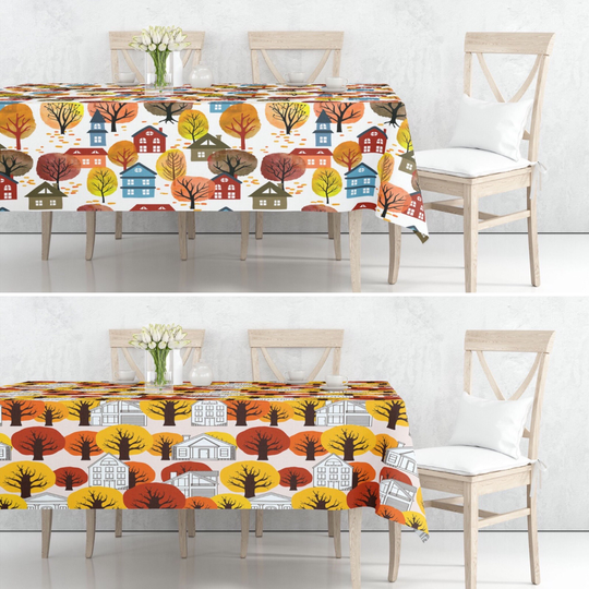 Autumn Kitchen Tablecloth, Orange Table Cover, Dining Room Decor, Home Textile Gift, Housewarming Fall Decoration