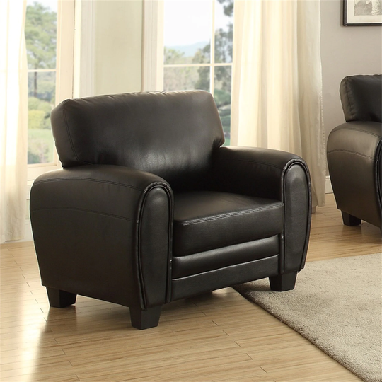 Modern Sectional Sofa Black Faux Leather Retro Sofa