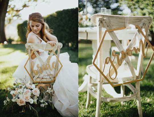 Bride & Groom Chair Signs For Wedding, Sweetheart Table Signs, Hanging Sign, Wooden Wedding Photo Prop