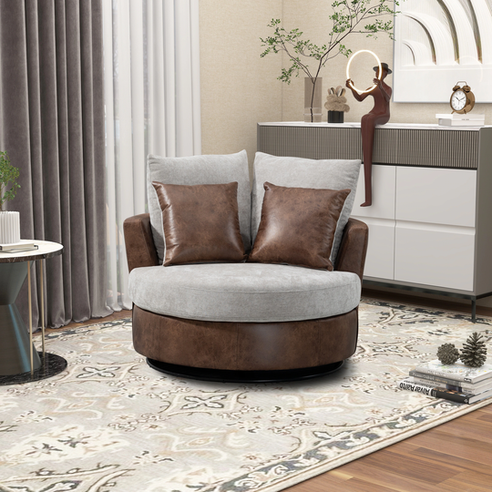 Swivel Accent Barrel Chair and Sofa with 4 Pillows 360 Degree Swivel Round Sofa Modern Oversized Arm Chair Cozy Club Chair
