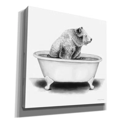 Bear in Tub by Rachel Nieman - Wrapped Canvas Drawing Print