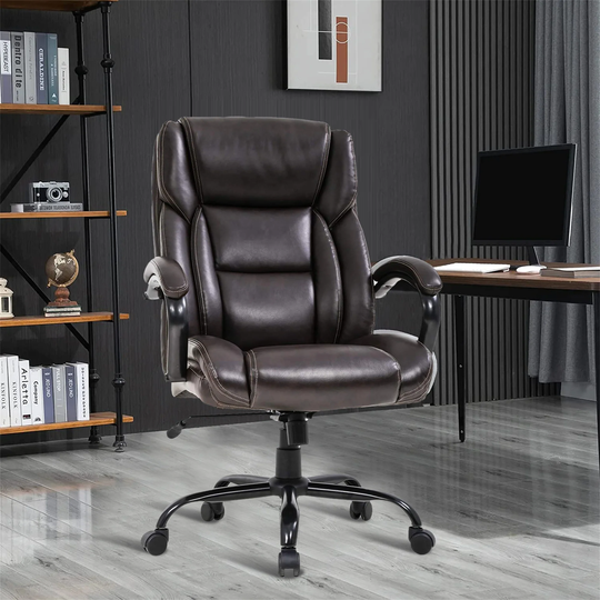 Brown PU Leather Adjustable Height Ergonomic Office Chair