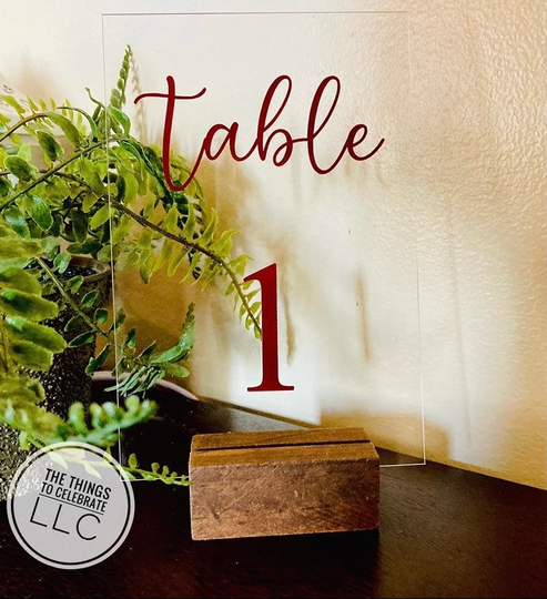 Acrylic Table Numbers | 4x6 With Stands Wedding Custom Design 8x6