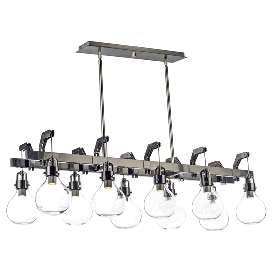 Kinetic 10-Light LED Linear Pendant - dark satin nickel
