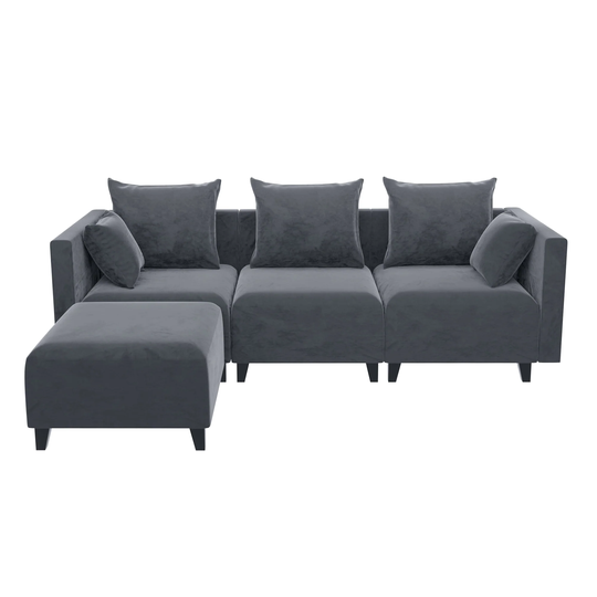 Wrapped In Luxe Velvet, Sectional Sofa Samll L Shape Modular Couch With 6 Pillows For Living Room Durable