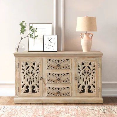 Shayla 60" Wide 3 Drawer Mango Wood Sideboard