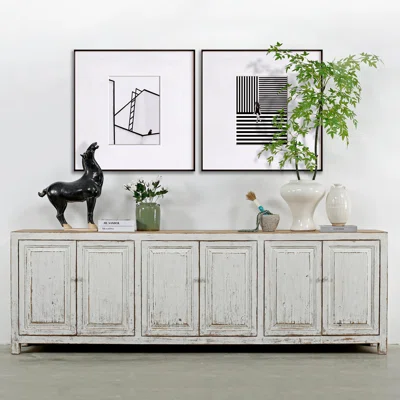Amalfi 110.24" Wide Pine Solid Wood Sideboard