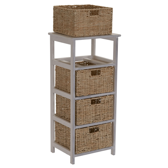 Whitewash 4-Basket Storage Tower