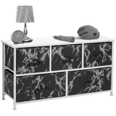 5 Drawer Storage Chest - (White Frame, White Marble)