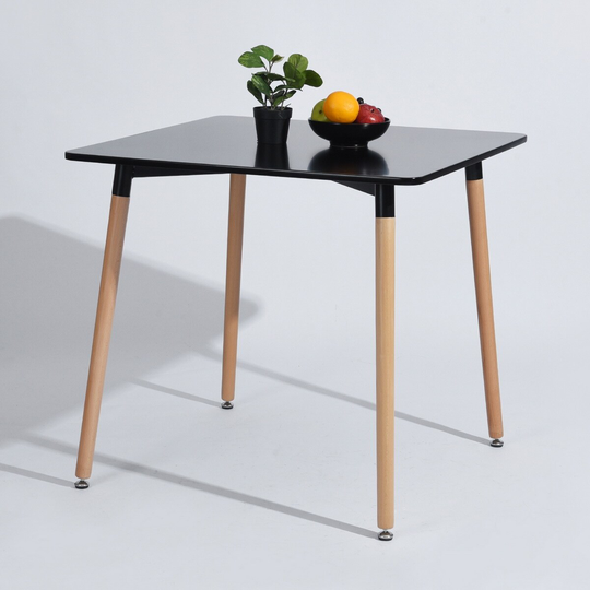 31.5" W Black Square Dining Table-Metal & Wood