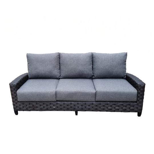 Belize 3-Seater Patio Sofa Couch Patio Seating Rattan Wicker Couch With Olefin Cushions - Grey