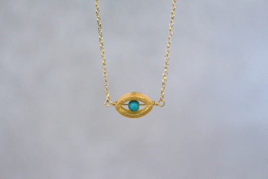 Minimalist Turquoise Evil Eye Pendant Necklace For Women, Dainty Sterling Silver/Gold Vermeil Eye Charm Gift For Her