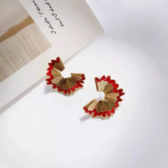 Golden Pencil Scraps Artistic Stud Earrings