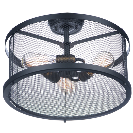 Palladium 3-Light Flush Mount - black / natural aged brass