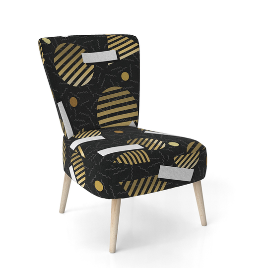 Designart 'Gold Retro Circular Pattern' Upholstered Mid-Century Accent Chair
