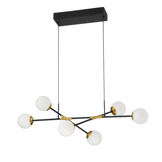 CALIPSO 6-Light Black & Brass LED Pendant Fixture