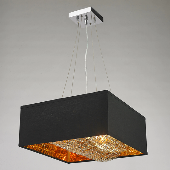 Ritz 5-Light 16 in. Matte Gold with Black Shade Pendant Light Small - Small Pendant