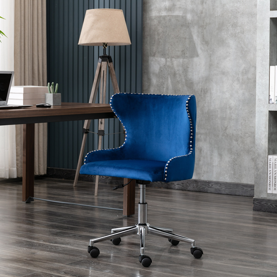 Contemporary Velvet Upholstered Adjustable Office Chair