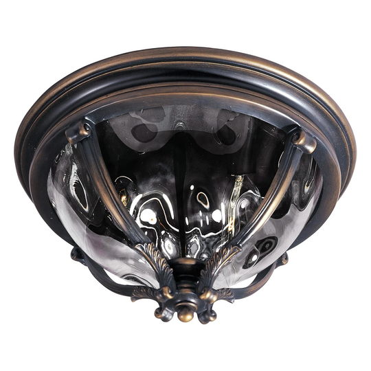 Maxim Bronze Vivex Water Glass Shade Camden 3-light Outdoor Ceiling Mount Light