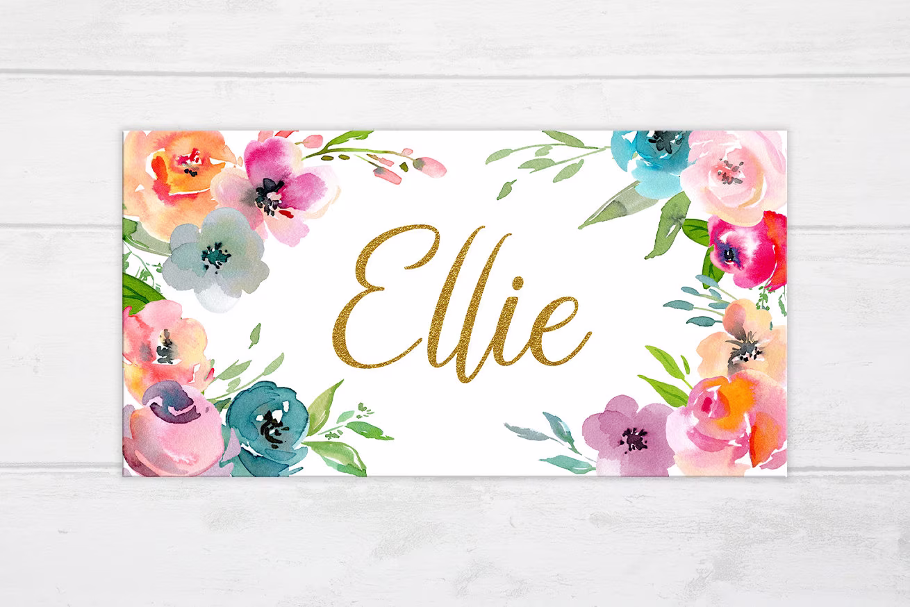 Colorful Floral Door Sign, Girl's Flower Plaque, Personalized Hanger
