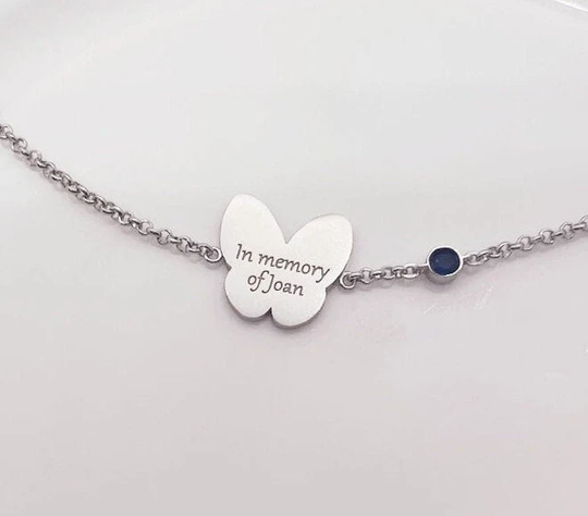 Birthstone Handchain/Butterfly Jewelry/Personalized Fingerprint Hand Chain/Custom Handwriting Chain/14K Gold Filled Chain