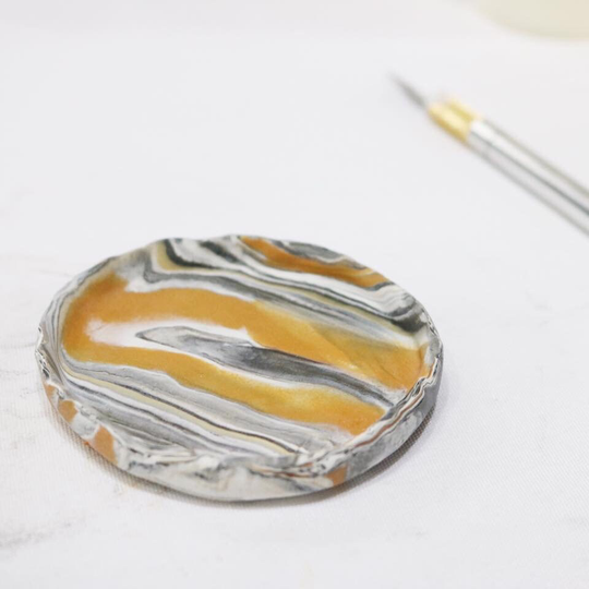 Diy Kit, Marbled Clay Trinket Dish, Pottery Polymer Craft Kit