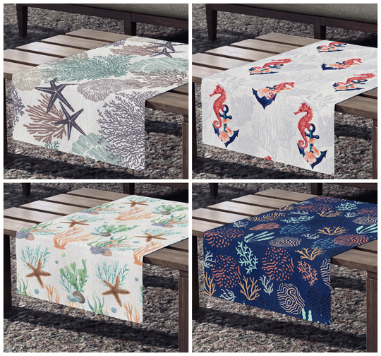 Coastal Table Runner, Coral Table Nautical Starfish Runner, Beach Decor, Coastalliving Theme, Ocean Decor