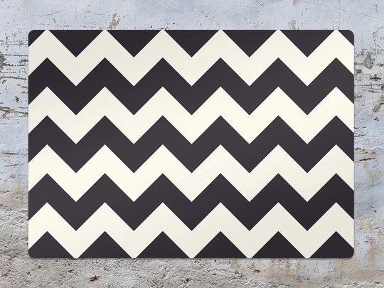 Geometric Zigzags Chair Mat, Black Protective White Splat Basic Vinyl Floor Pad, Decorative Comfort Mat