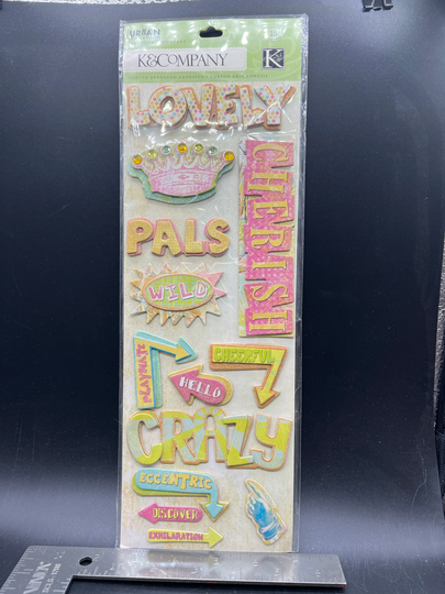Urban Rhapsody Words Adhesive Chipboard K & Company