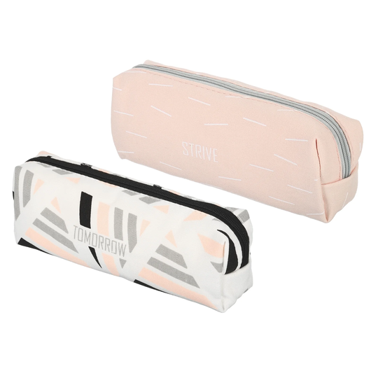Large Capacity Pencil Case 2 Pack Pen Pouch Bag Stationery Organizer White Pink - White, Pink