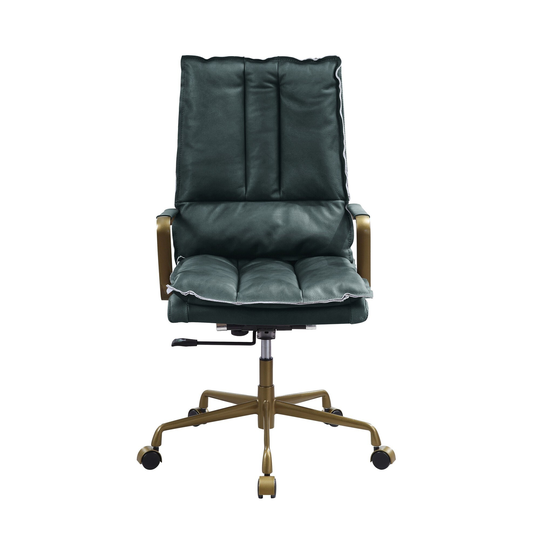 Office Chair with 360 Degrees Swivel, Dark Green and Brown