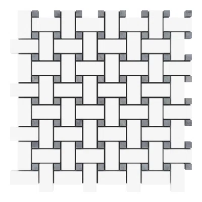 Bianco Dolomite Marble Basketweave Mosaic Wall & Floor Tile