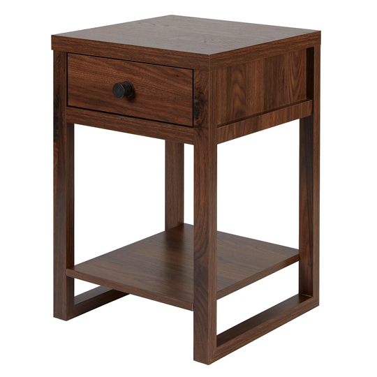 Hadley 23" Side Table with Storage Drawer Accent Table, Walnut