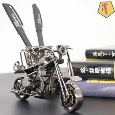 Creative Pen Pencil Holder, Metal Motorcycle Model Pencil Organizer, Handmade Art Crafts Desktop Storage Accessories For Kids Desk Office Home School