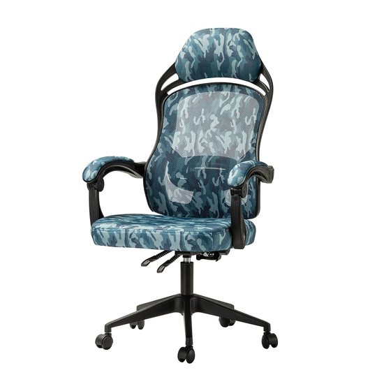 Swivel Camouflage Gaming Chair with Adjustable Height, Navy