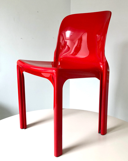 Contact For Shipping Quote Heller Selene Red Stacking Chair | Vice Magistretti Italy