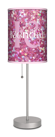 Personalized Name Table Lamp For Little Girls Room Decor - Pink Confetti Birthday Party
