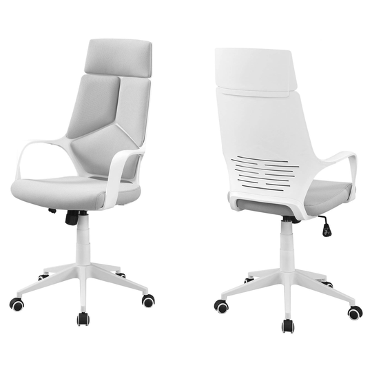 Offex Contemporary Grey Fabric High Back Executive Office Chair -White - 25"x 24.5"x 45.75"