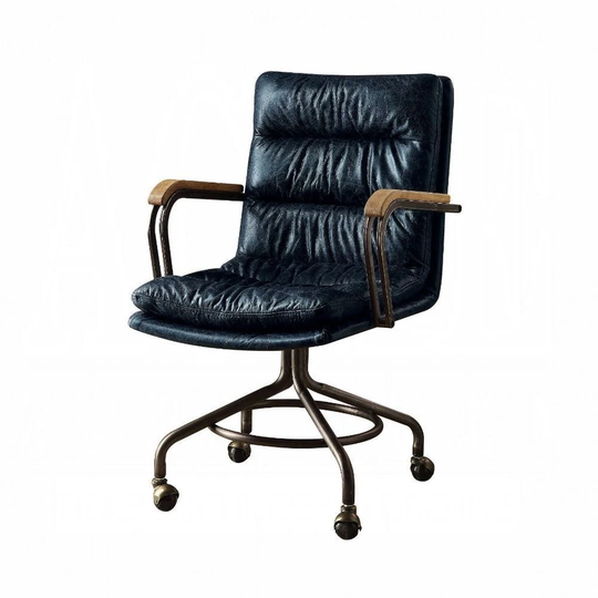 Top Grain Leather Office Chair in Vintage Blue