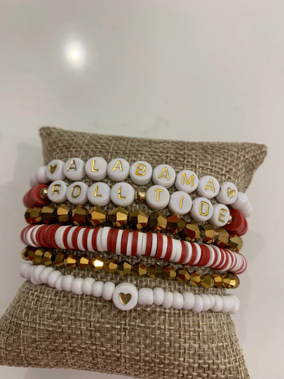Roll Tide Heishi Stackable Bracelets - Set Of 6