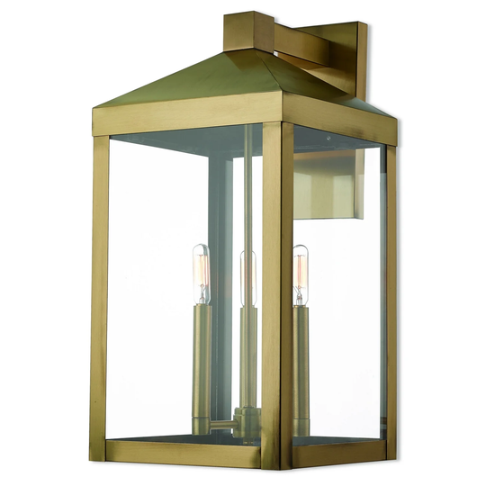 Giuseppe Lighting Three Light Outdoor Wall Lantern Nyack Antique Br - Exact Size