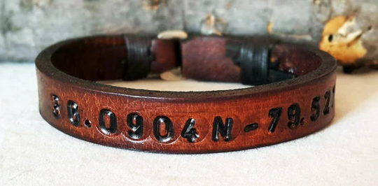 Men's Bracelet., Men Leather Bracelet.men Bracelet, Personalized. Men Coordinate Bracelet With Brown Leather, Magnetic Clapschristmas Gifts