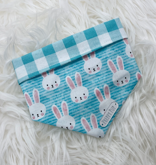 Blue Easter Bunny Dog Bandana With Optional Pom Trim