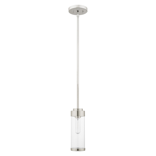 Livex Lighting Hillcrest 1-Light Mini Pendant - 5.13"Dia. x 19"-49"Adj. H - 5.13"Dia. x 19"-49"Adj. H