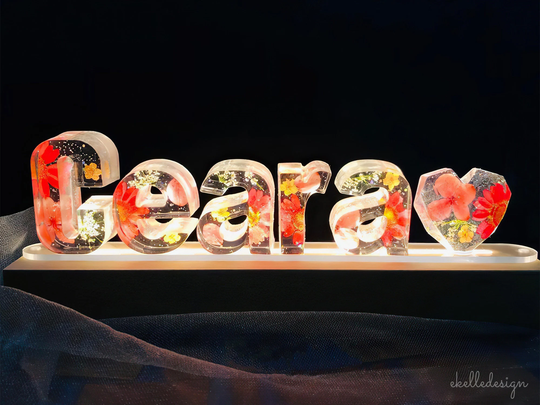 Personalized Name Night Light With Pressed Flower Resin Letters, Custom Dried Letter Lamp, Gifts For Kids, Birthday Gift
