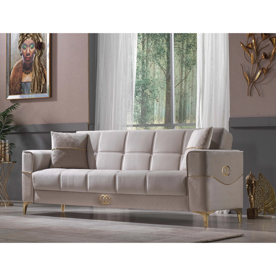 Cato 90" Sofa with Metal Legs Square Arms