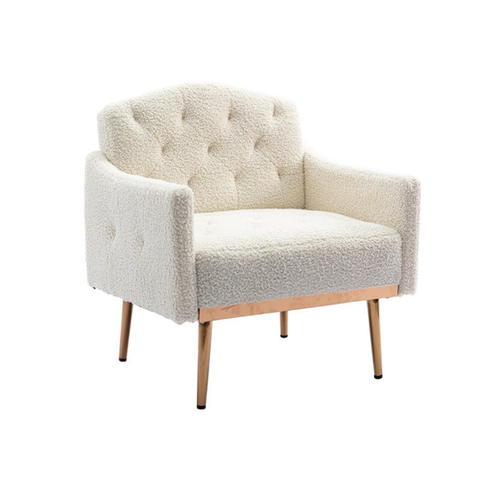 Living Room Fabric Accent Chair, Padded Arm Chair with Metal Legs