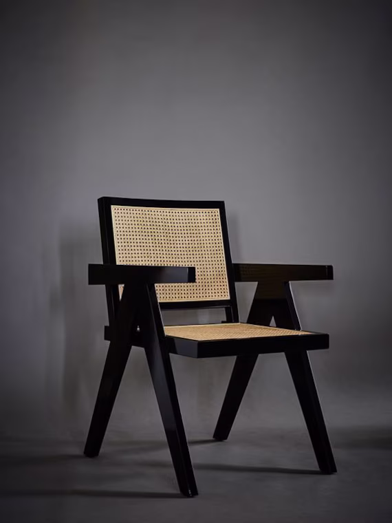 Cane & Walnut Chair Black 30%off in Walnut Wood, Bench Moroccan Wood Chair, Wood From Morocco