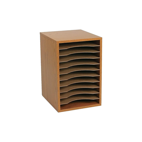 Safco Oak Wooden File Organizer - 16" x 12" x 10.75"